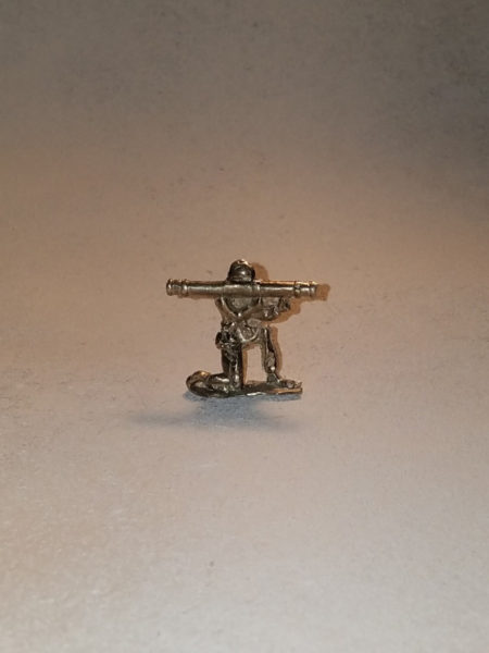 Mini Silver Army Man Soldier with rocket launcher