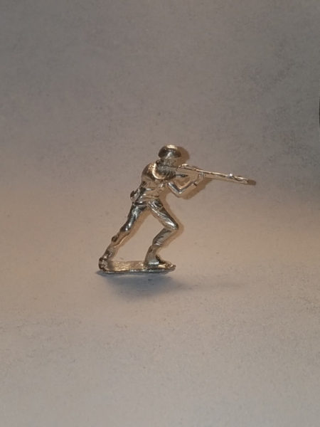 Classic Silver Army Man Soldier with rifle
