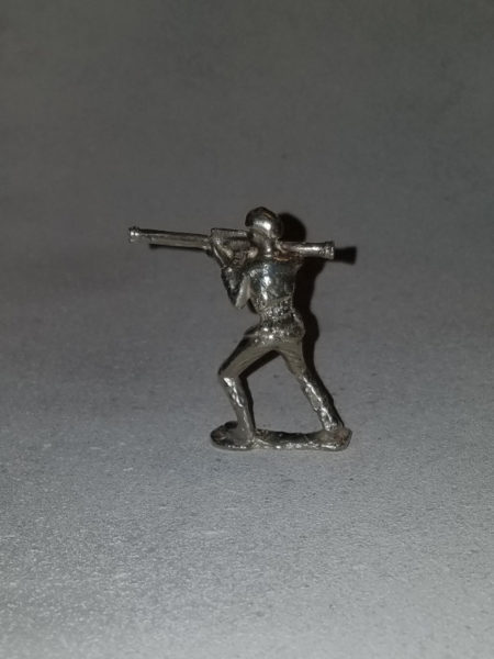 Classic Silver Army Man Soldier with a rocket launcher
