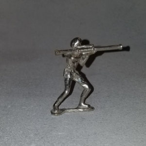 Classic Silver Army Man Soldier with a rocket launcher