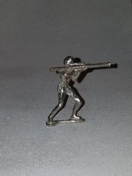 Classic Silver Army Man Soldier with a rocket launcher