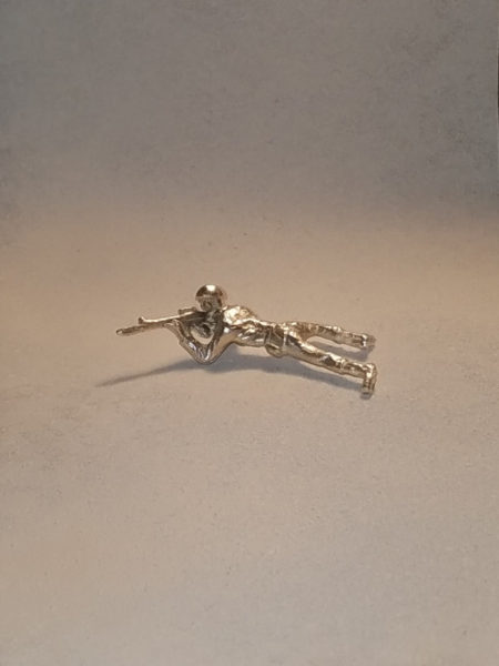 Classic Silver Army Man Prone M16 Toy Soldier