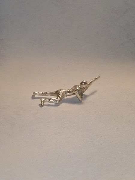 Classic Silver Army Man Prone M16 Toy Soldier