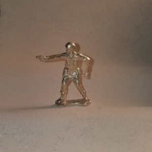 Classic Silver Soldier Army Man holding pistol