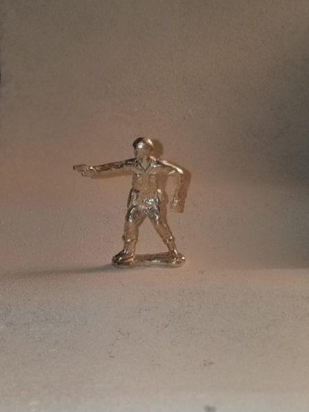 Classic Silver Soldier Army Man holding pistol