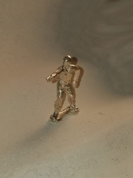 Classic Silver Soldier Army Man holding pistol
