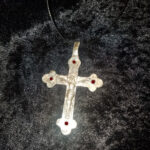 custom silver cross & ruby