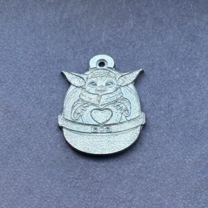 Silver pendant Grogu inspired pendant of a cute child character