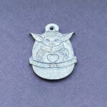 Silver pendant Grogu inspired pendant of a cute child character