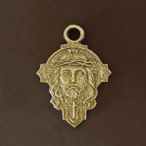 Silver Jesus medallion cross pendant