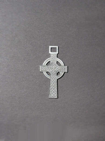 Silver ornated cross Celtic knot